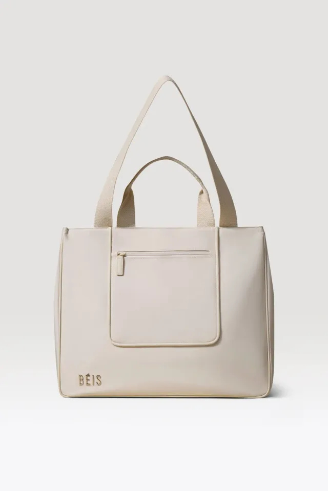 Beis East To West Tote borsa Beige riciclata