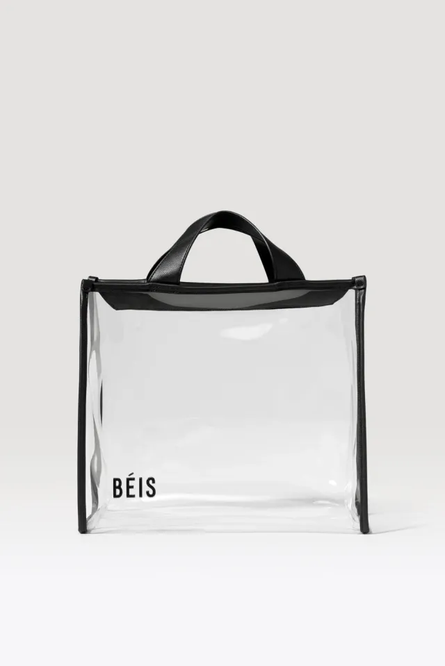 Beis Stadium Tote borsa trasparente nera con tracolla