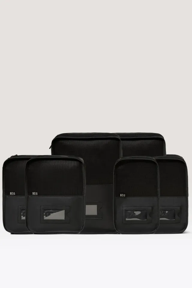 Beis Packing Cube Set organizer 6 pezzi neri leggeri