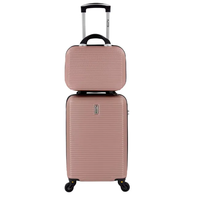 Celims Set valigia cabina 45 cm + beauty oro rosa ABS
