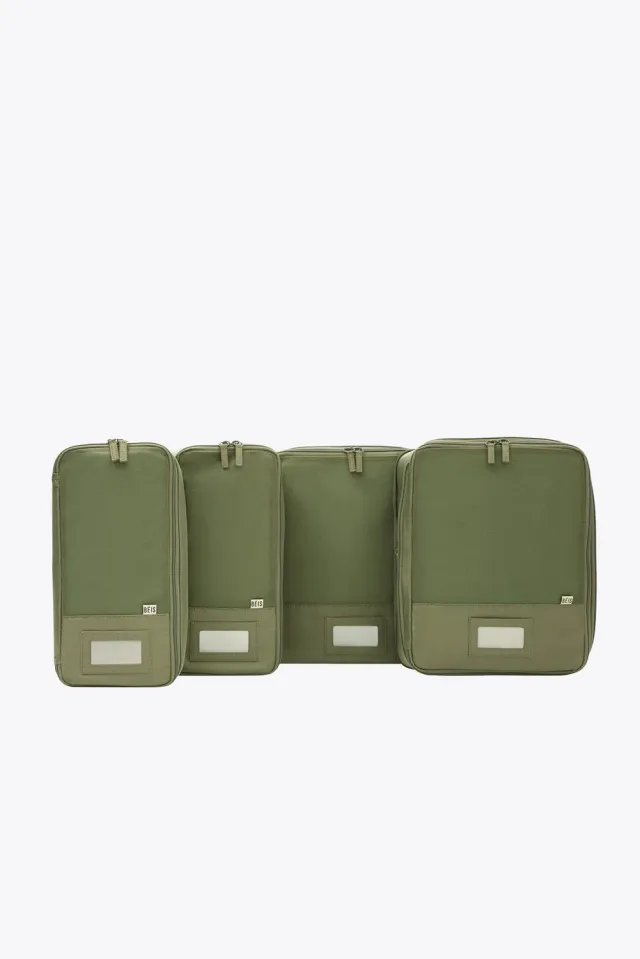 Beis Compression Packing Cubes organizer 4 pezzi Olive