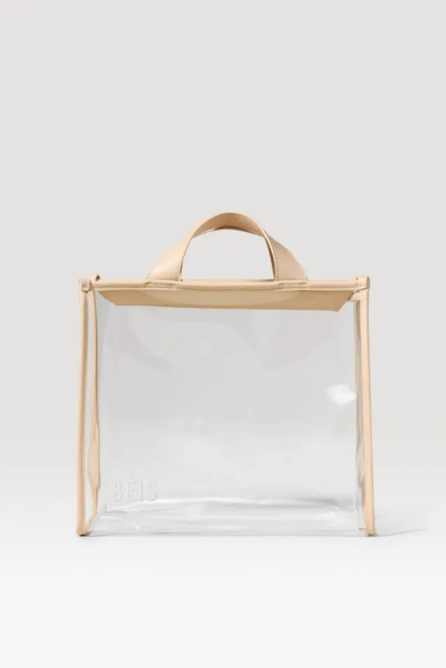 Beis Stadium Tote borsa trasparente beige da stadio