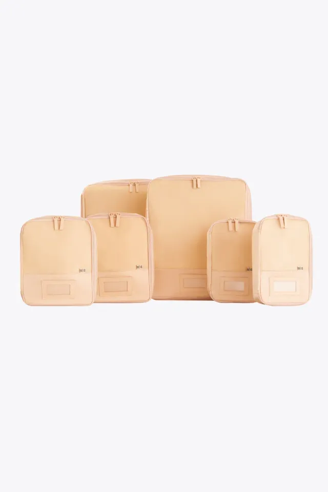 Beis Compression Packing Cubes organizer 6 pezzi beige a compressione
