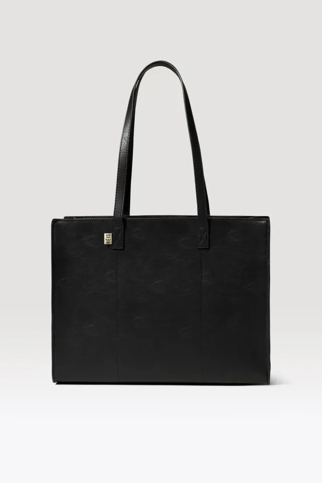 Beis Work Tote borsa ufficio nera pelle vegana