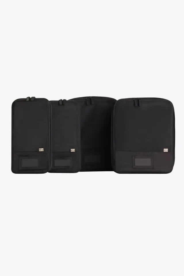 Beis Compression Packing Cubes organizer 4 pezzi neri a compressione