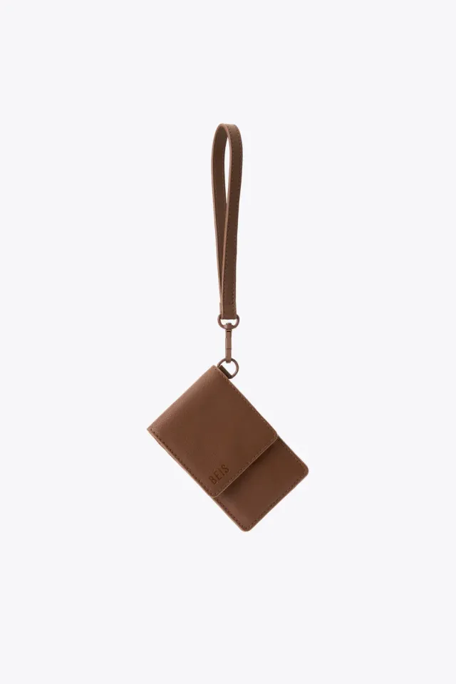 Beis ID Wristlet Portacarte Polso Maple Marrone