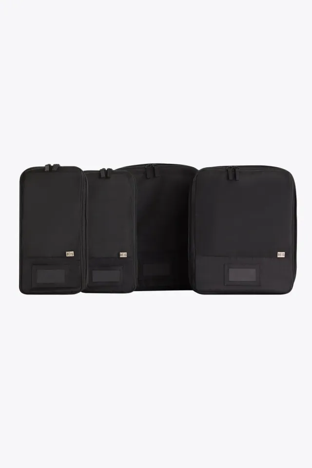 Beis Compression Packing Cubes organizer valigia nero 4 pezzi