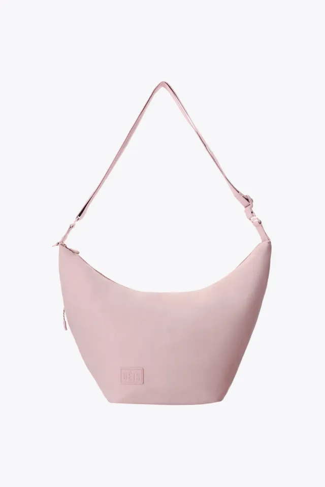 Beis Crescent Catchall borsa crossbody rosa cotone