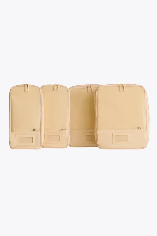 Beis Compression Packing Cubes organizer 4 pezzi beige a compressione