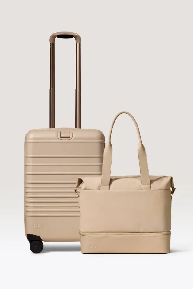 Beis The Starter Set weekender trolley beige