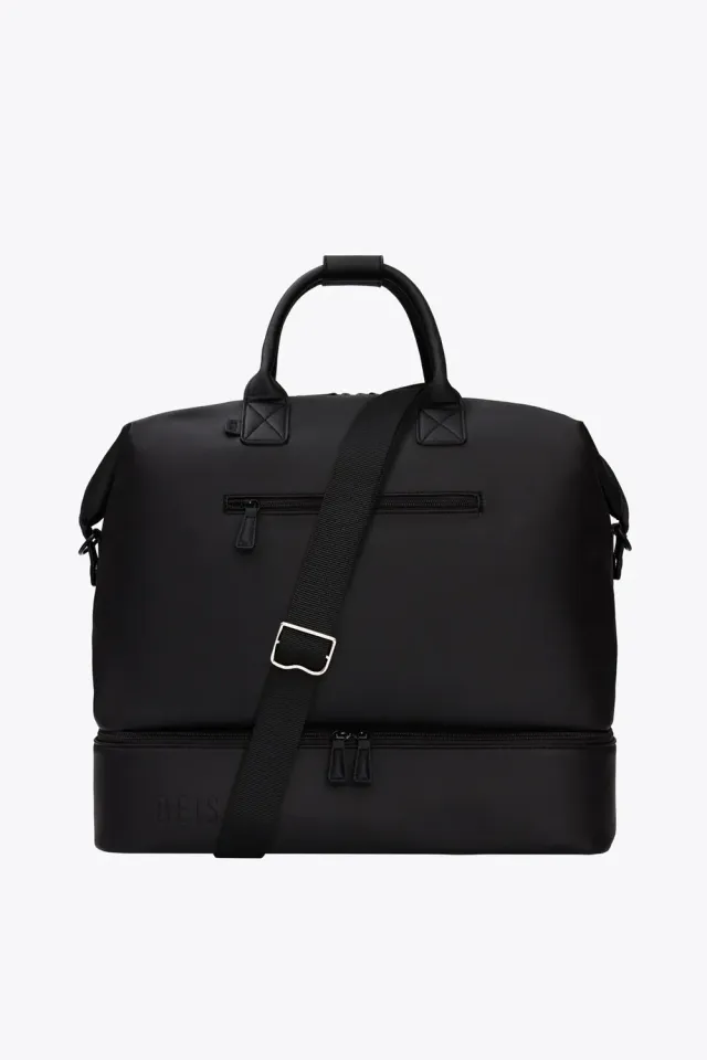 Beis Premium Weekender sacca viaggio nera cruelty-free