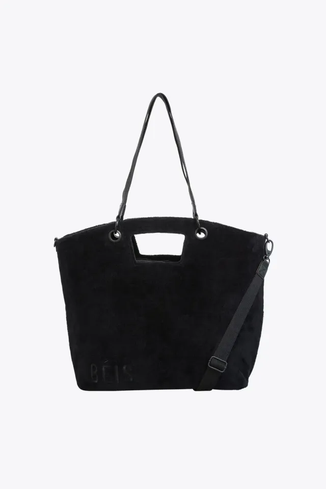 Beis Terry borsa tote mare nero spugna