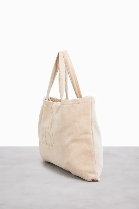 Beis Terry Tote Borsa Mare Beige con telo spugna