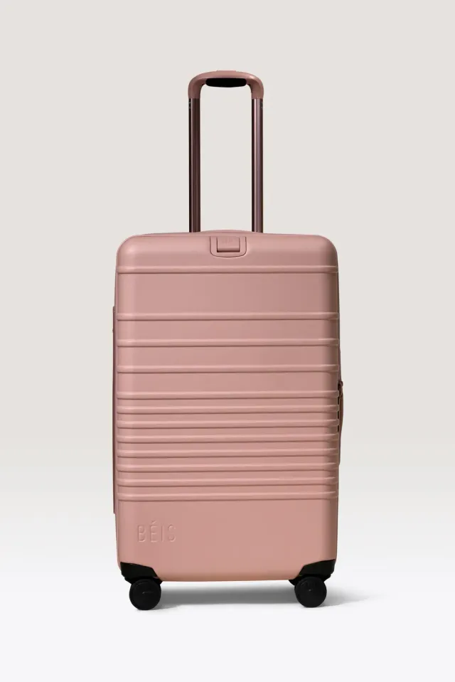 Beis The Medium Check-In Roller valigia atlas pink rigida