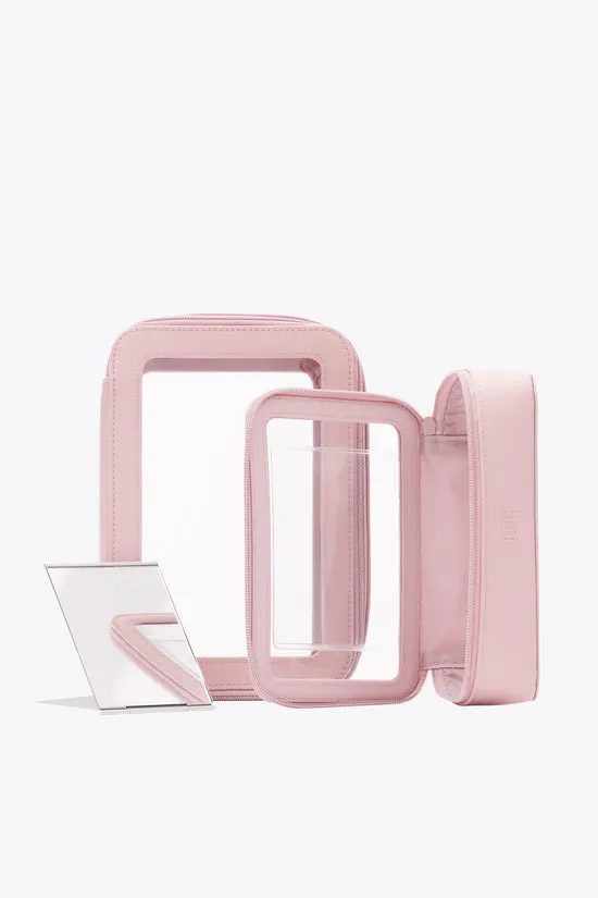 Beis In Flight set trousse rosa atlas specchio