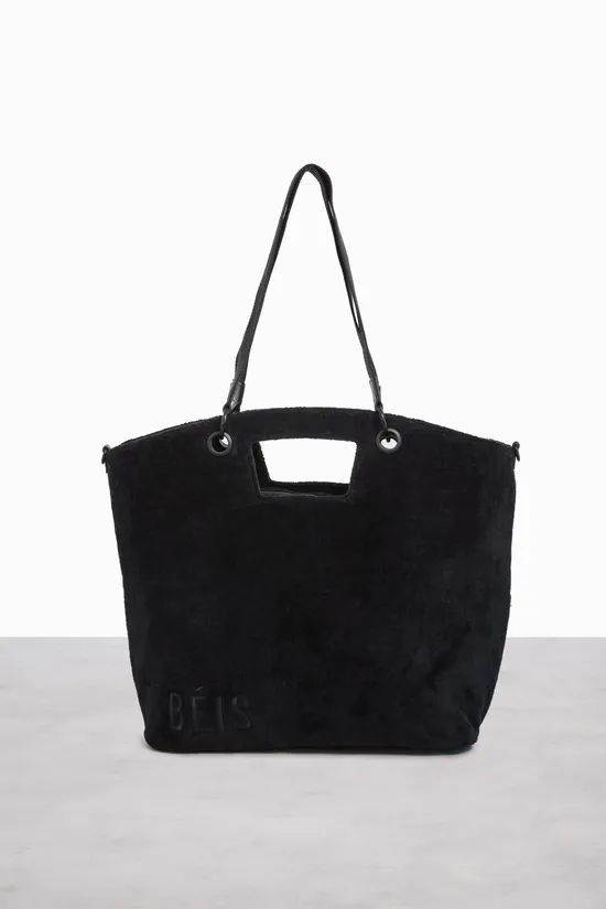 Beis Terry borsa tote mare nero spugna