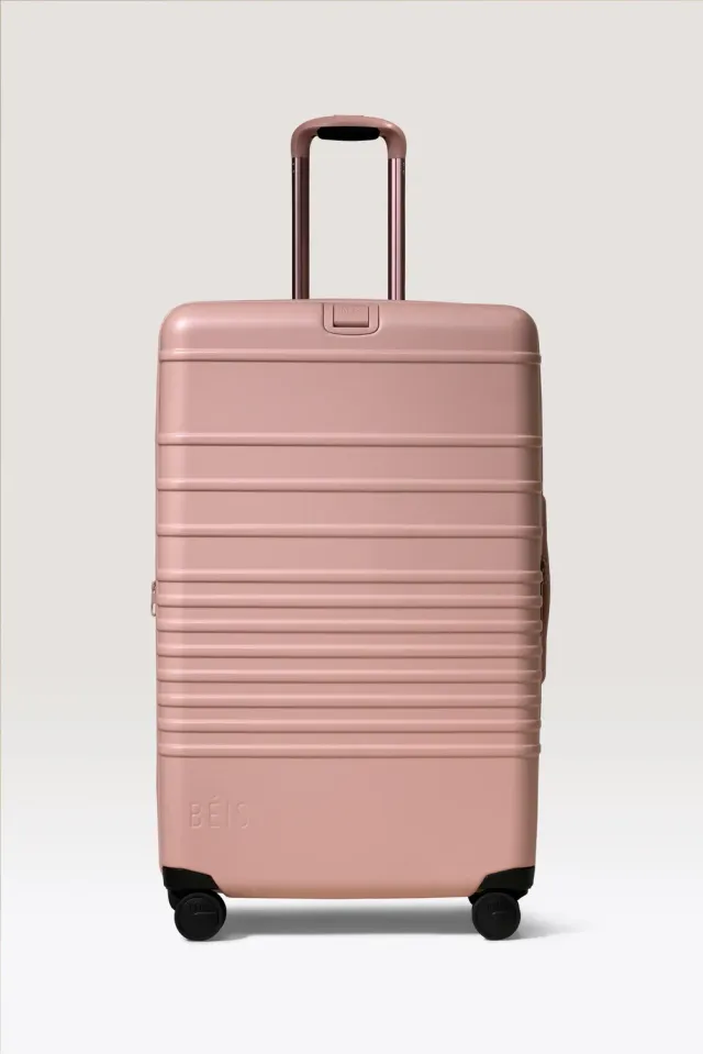 Beis The Large Check-In Roller valigia atlas pink rigida